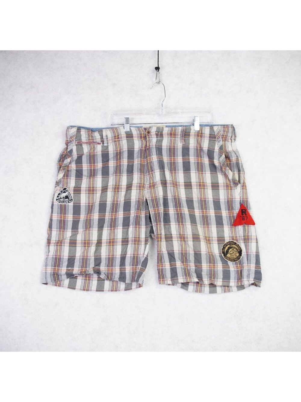 Polo Ralph Lauren Mens Plaid Shorts Size W40 10" RLPC Fishing Sporting Patch